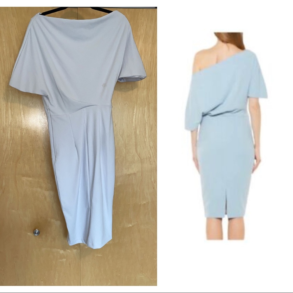 ALEXIA ADMOR Olivia Draped One-shoulder Dress In Sky Blue - Picture 2 of 13